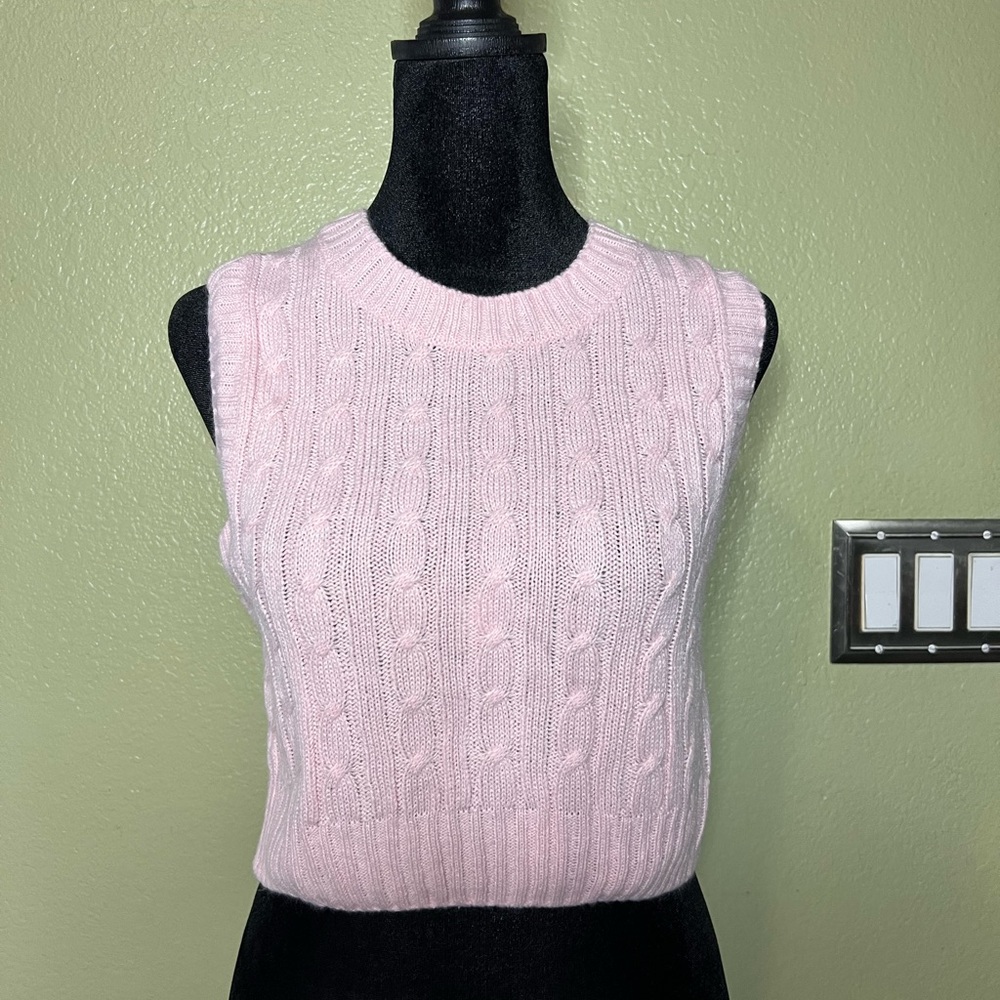 H&M Pink Cable Knit Sleeveless Sweater Vest